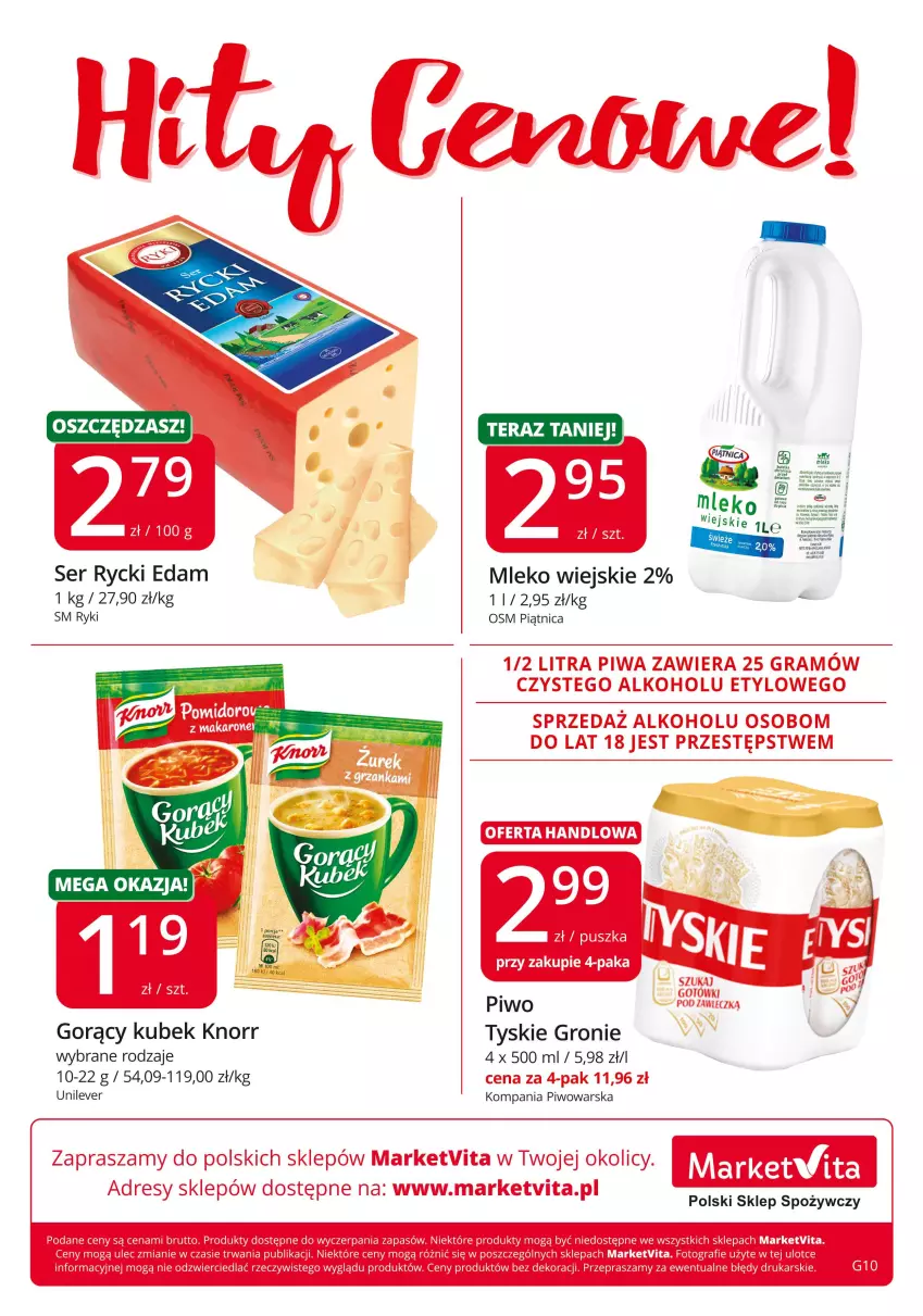 Gazetka promocyjna Market Vita - Gazetka promocyjna – Marketvita - ważna 26.05 do 04.06.2022 - strona 8 - produkty: Dres, Edam, Gra, Knorr, Kubek, Makaron, Mleko, Piątnica, Piwa, Piwo, Rycki Edam, Ser, Tyskie