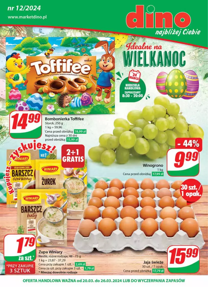 Gazetka promocyjna Dino - Gazetka 12 / 2024 - ważna 20.03 do 26.03.2024 - strona 1 - produkty: JBL, Toffifee, Winiary, Wino, Zupa