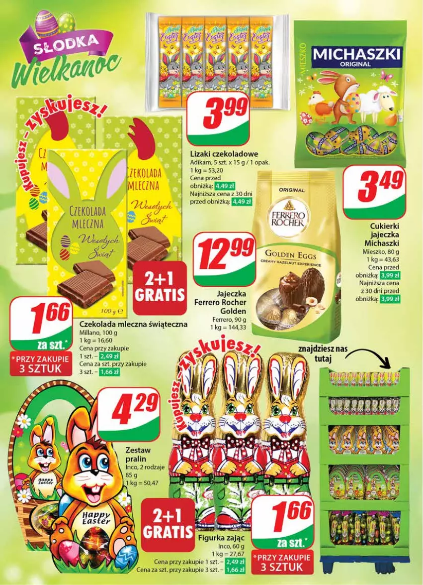 Gazetka promocyjna Dino - Gazetka 12 / 2024 - ważna 20.03 do 26.03.2024 - strona 14 - produkty: Cukier, Cukierki, Czekolada, Czekolada mleczna, Ferrero, Ferrero Rocher, Lizaki, Lizaki czekoladowe