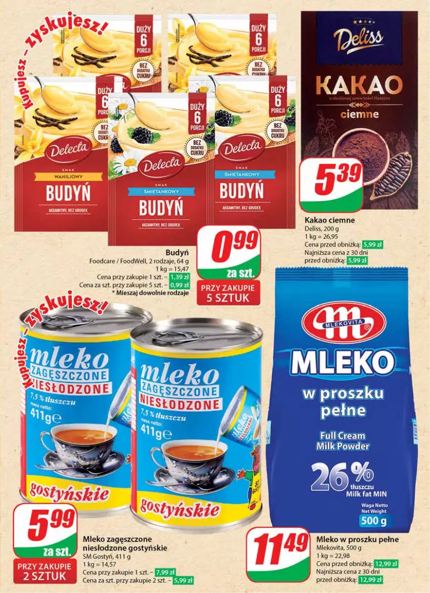 Gazetka promocyjna Dino - Gazetka 12 / 2024 - ważna 20.03 do 26.03.2024 - strona 17 - produkty: Budyń, Deliss, Fa, Kakao, Mleko, Mleko w proszku, Mleko zagęszczone, Mlekovita, Waga