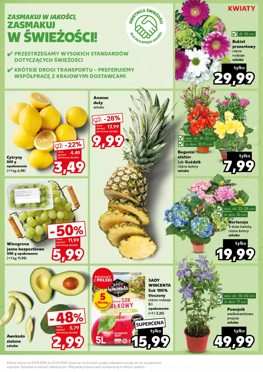 Gazetka promocyjna Kaufland - Kaufland - ważna 29.04 do 30.04.2024 - strona 19 - produkty: Ananas, Bukiet, Cytryny, Por, Sok, Sport, Tran, Wino, Winogrona