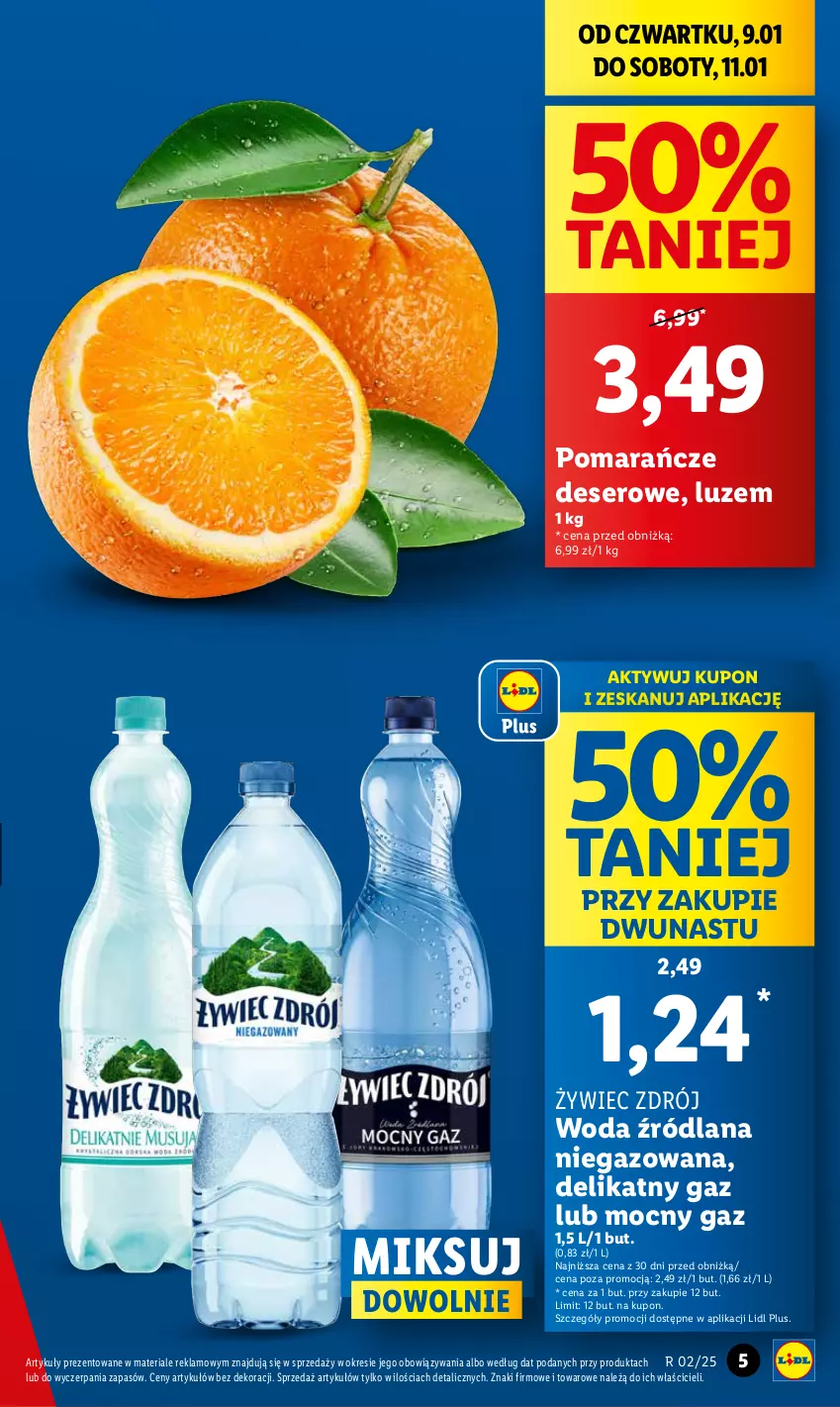 Gazetka promocyjna Lidl - GAZETKA - ważna 09.01 do 11.01.2025 - strona 5 - produkty: Deser, LANA, Pomarańcze, Ser, Woda