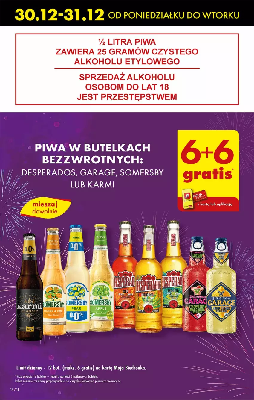 Gazetka promocyjna Biedronka - Od poniedzialku - ważna 30.12.2024 do 04.01.2025 - strona 14 - produkty: Desperados, Dron, Gra, Karmi, Piwa, Por, Somersby