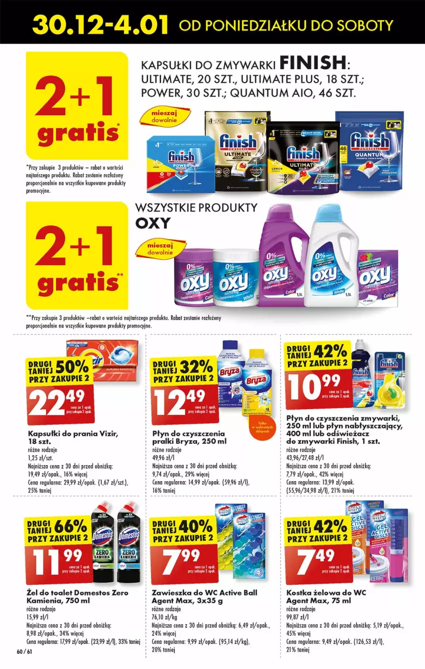 Gazetka promocyjna Biedronka - Od poniedzialku - ważna 30.12.2024 do 04.01.2025 - strona 60 - produkty: Bryza, Domestos, Finish, Kapsułki do prania, Odświeżacz do zmywarki, Płyn nabłyszczający, Por, Pralki, Vizir, Zawieszka do wc, Zmywarki