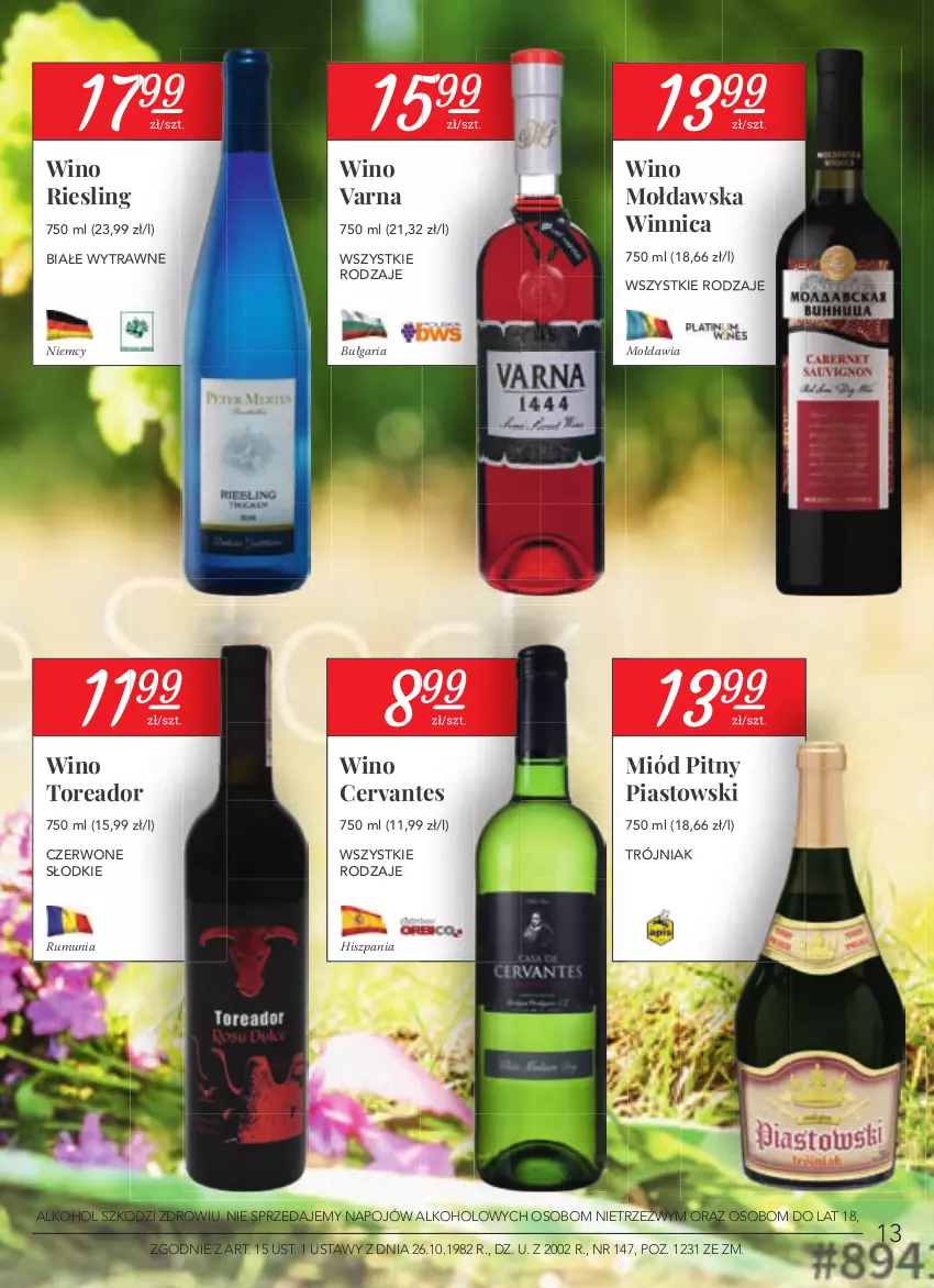 Gazetka promocyjna Stokrotka - Katalog Wiosenne inspiracje - ważna 22.04 do 26.05.2021 - strona 13 - produkty: Miód, Miód pitny, Piast, Rum, Wino