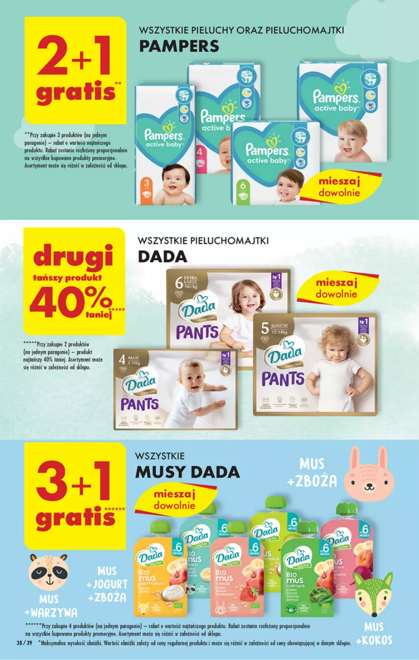 Gazetka promocyjna Biedronka - ważna 10.04 do 15.04.2023 - strona 38 - produkty: Dada, Majtki, Mus, Pampers, Pieluchomajtki, Pieluchy, Por, SEKO