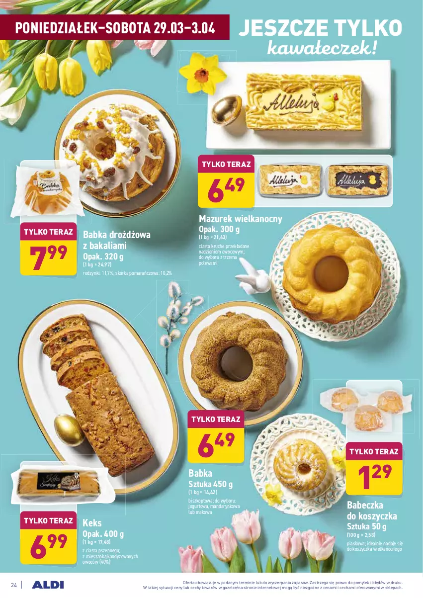 Gazetka promocyjna Aldi - ALE! CENA od Poniedziałku - ważna 29.03 do 03.04.2021 - strona 24 - produkty: Babka, Jogurt, Kawa, Kosz, Rodzynki, Tera