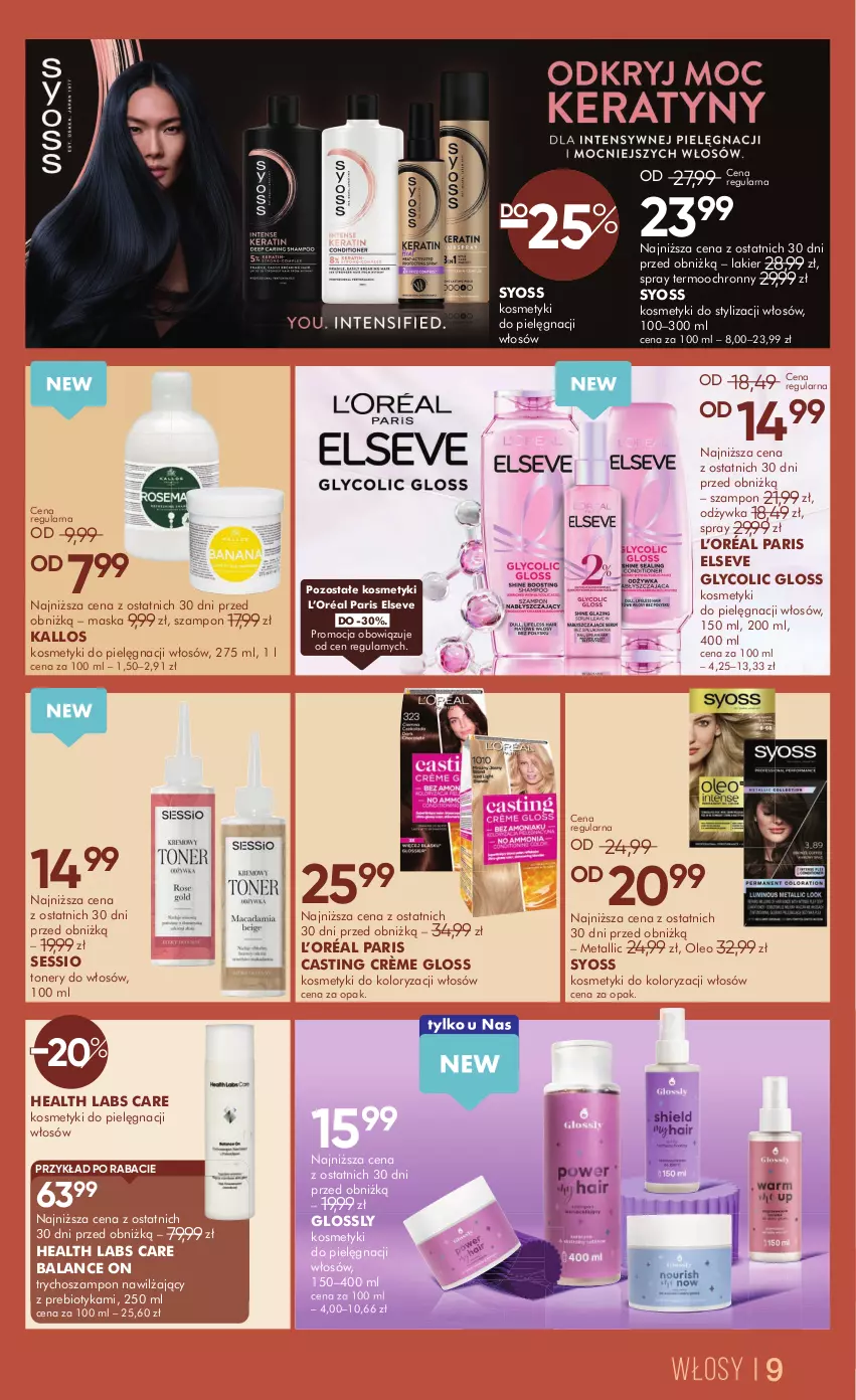 Gazetka promocyjna Super Pharm - Gazetka - ważna 16.10 do 28.10.2025 - strona 9 - produkty: Elseve, Kallos, Kosmetyki do pielęgnacji, L’Oréal, Lakier, Maska, Odżywka, Oleo, SESSIO, Syoss, Szampon