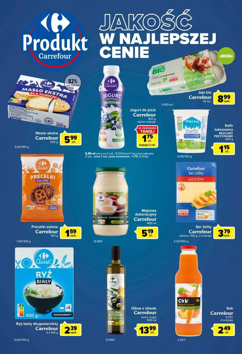 Gazetka promocyjna Carrefour - Gazetka Express - ważna 01.03 do 07.03.2022 - strona 4 - produkty: Jogurt, Kosz, Masło, Oliwa z oliwek, Ryż, Ryż biały, Ser, Sok