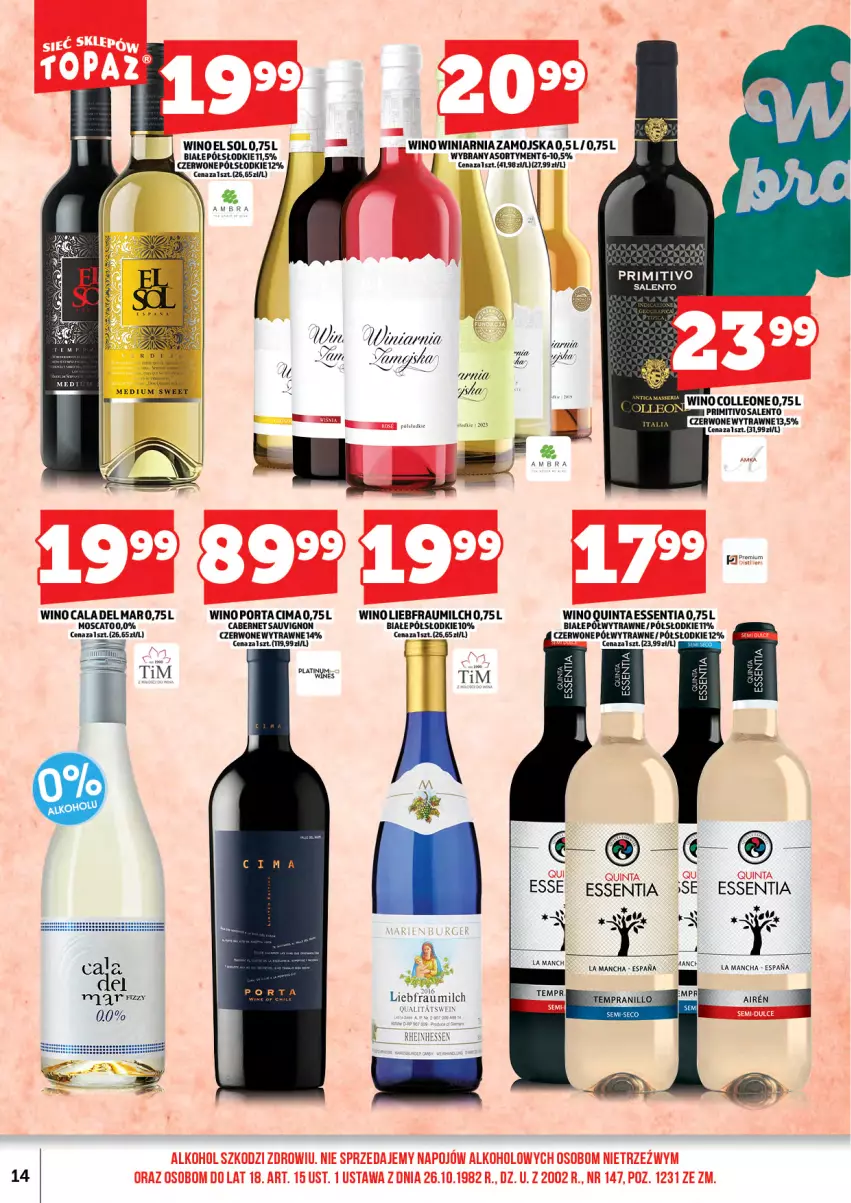 Gazetka promocyjna Topaz - Gazetka - ważna 16.04 do 31.03.2026 - strona 16 - produkty: Cabernet Sauvignon, Delma, Fa, Leon, Por, Winiarnia Zamojska, Wino