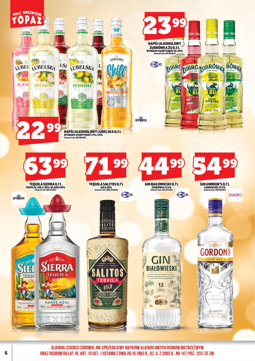 Gazetka promocyjna Topaz - Gazetka - ważna 16.04 do 31.03.2026 - strona 8 - produkty: Gin, Gordon's, Napój, Tequila, Tera, Top, Tropical