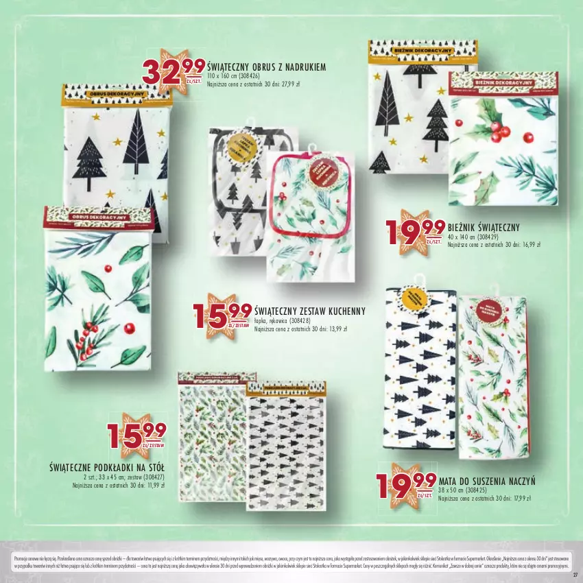 Gazetka promocyjna Stokrotka - Katalog Boże Narodzenie - ważna 14.12 do 27.12.2023 - strona 27 - produkty: Bieżnik, Mięso, Obrus, Owoce, Podkład, Stół, Warzywa