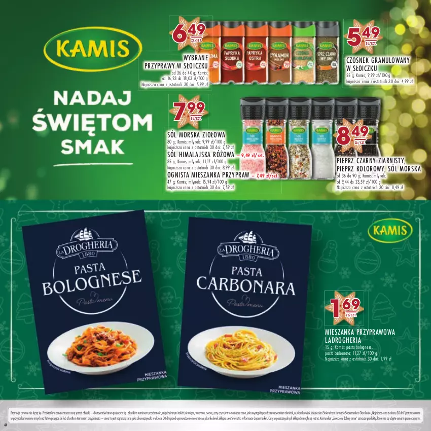 Gazetka promocyjna Stokrotka - Katalog Boże Narodzenie - ważna 14.12 do 27.12.2023 - strona 44 - produkty: Czosnek, Czosnek granulowany, Gra, Kamis, Mięso, Młynek, Owoce, Pieprz, Przyprawy, Sól, Sól himalajska, Warzywa