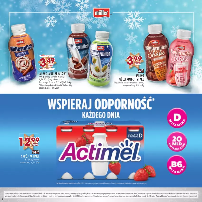 Gazetka promocyjna Stokrotka - Katalog Boże Narodzenie - ważna 14.12 do 27.12.2023 - strona 54 - produkty: Actimel, Danone, Mięso, Mleko, Müller, Müllermilch, Napój, Owoce, Warzywa