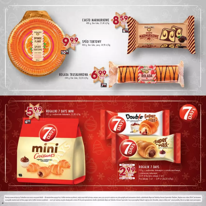 Gazetka promocyjna Stokrotka - Katalog Boże Narodzenie - ważna 14.12 do 27.12.2023 - strona 60 - produkty: 7 Days, Dan Cake, Kakao, Mięso, Owoce, Rogal, Rolada, Warzywa