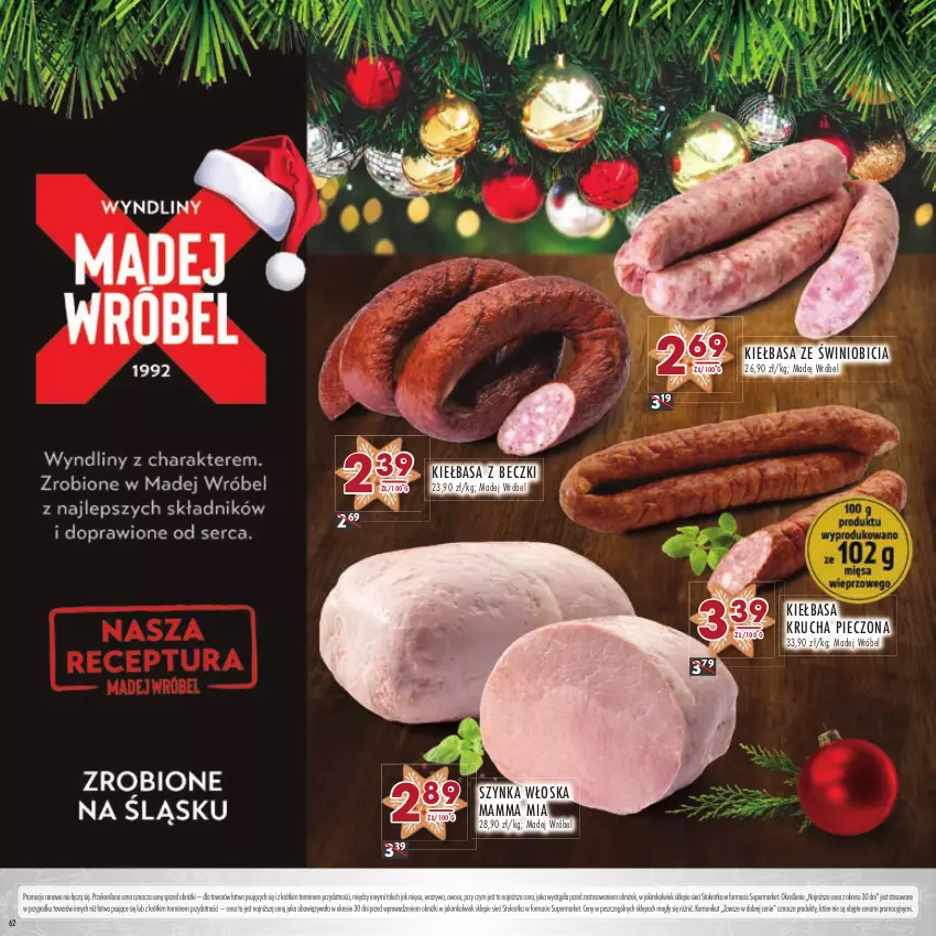 Gazetka promocyjna Stokrotka - Katalog Boże Narodzenie - ważna 14.12 do 27.12.2023 - strona 62 - produkty: BIC, Kiełbasa, Kiełbasa krucha, Madej Wróbel, Mięso, Owoce, Piec, Szynka, Warzywa