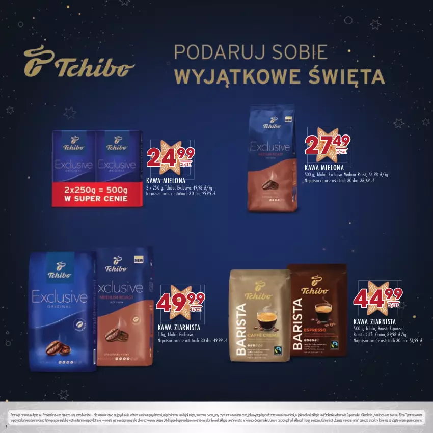 Gazetka promocyjna Stokrotka - Katalog Boże Narodzenie - ważna 14.12 do 27.12.2023 - strona 8 - produkty: Kawa, Kawa mielona, Kawa ziarnista, Mięso, Owoce, Tchibo, Warzywa