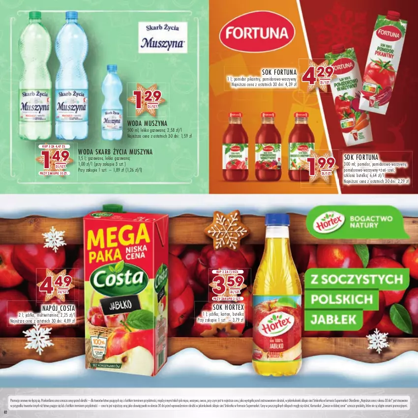 Gazetka promocyjna Stokrotka - Katalog Boże Narodzenie - ważna 14.12 do 27.12.2023 - strona 82 - produkty: Fortuna, Hortex, LANA, Mięso, Mus, Napój, Owoce, Sok, Szyna, Warzywa, Woda