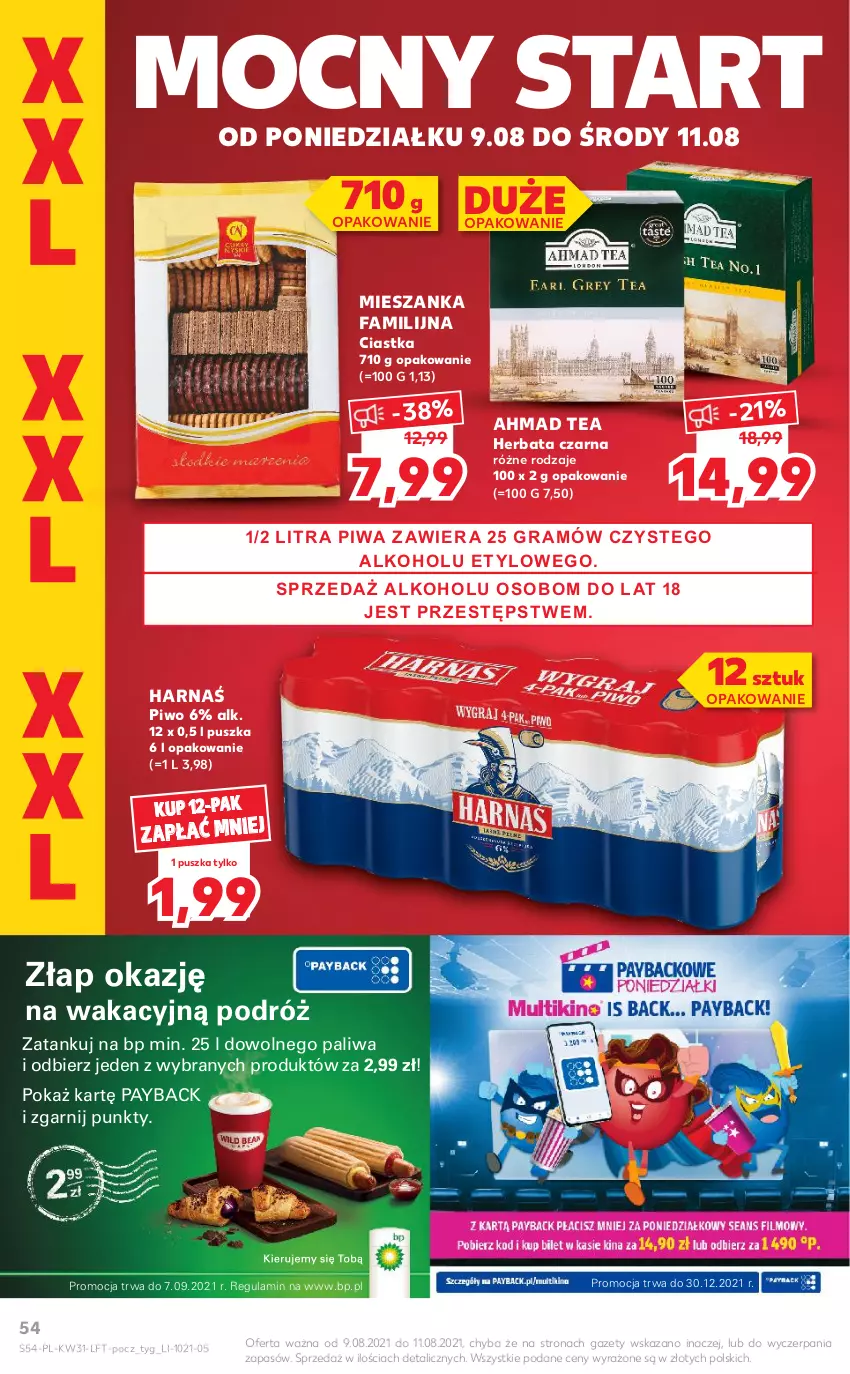 Gazetka promocyjna Kaufland - OFERTA TYGODNIA - ważna 05.08 do 11.08.2021 - strona 54 - produkty: Ciastka, Fa, Harnaś, Herbata, Herbata czarna, Piwa, Piwo