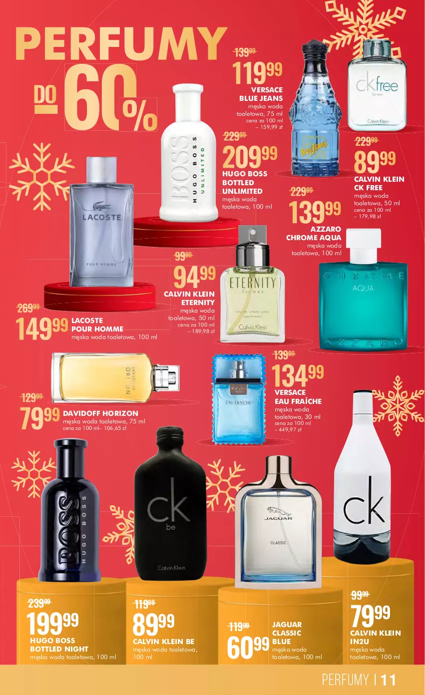 Gazetka promocyjna Super Pharm - Gazetka - ważna 13.12 do 26.12.2022 - strona 11 - produkty: Azzaro, Calvin Klein, Davidoff, Hugo Boss, Jaguar, Lacoste, Perfum, Versace, Woda, Woda toaletowa