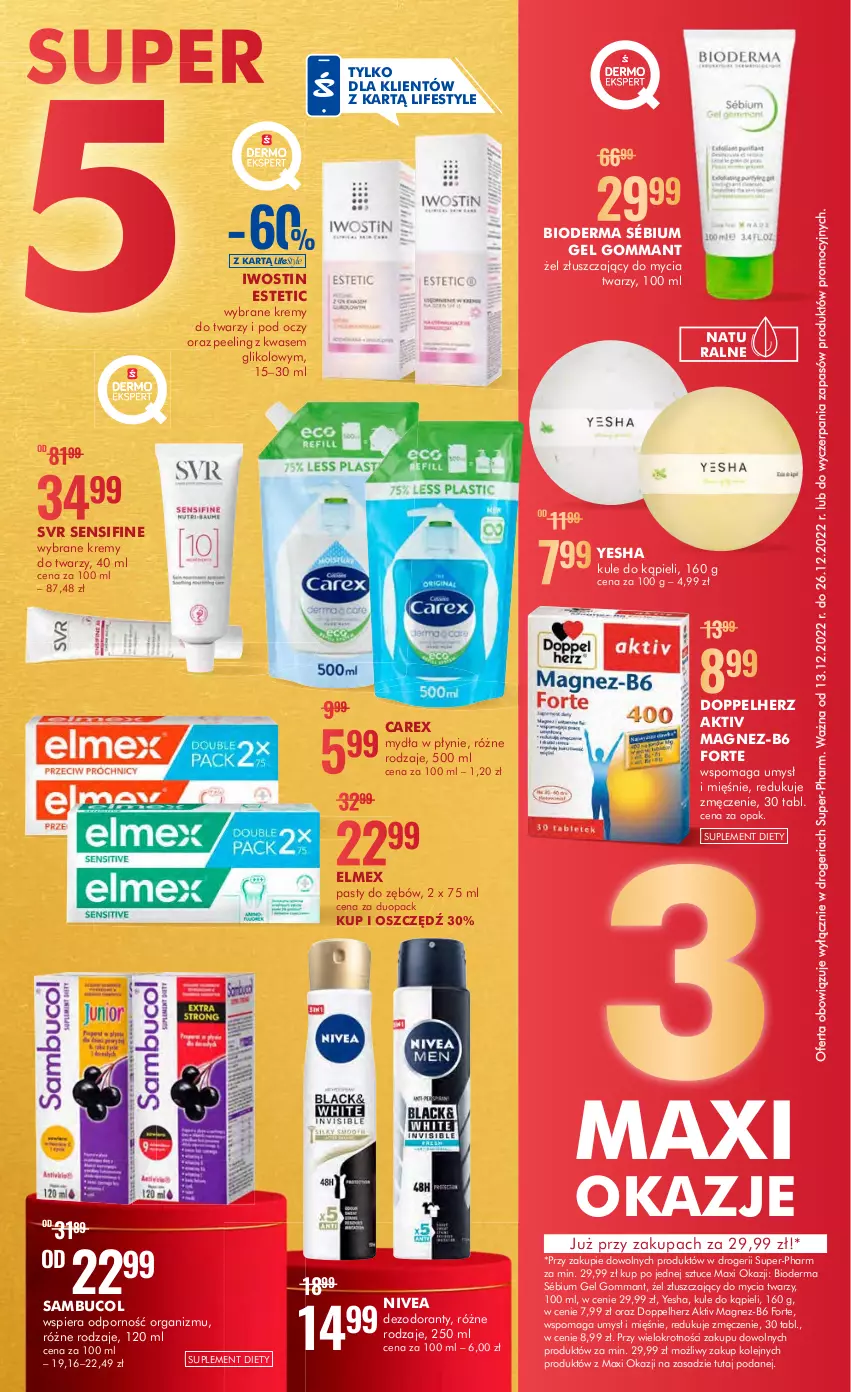 Gazetka promocyjna Super Pharm - Gazetka - ważna 13.12 do 26.12.2022 - strona 2 - produkty: Bioderma, Dezodorant, Doppelherz, Elmex, Iwostin, Magnez, Nivea, Olej, Peeling, Por, SVR