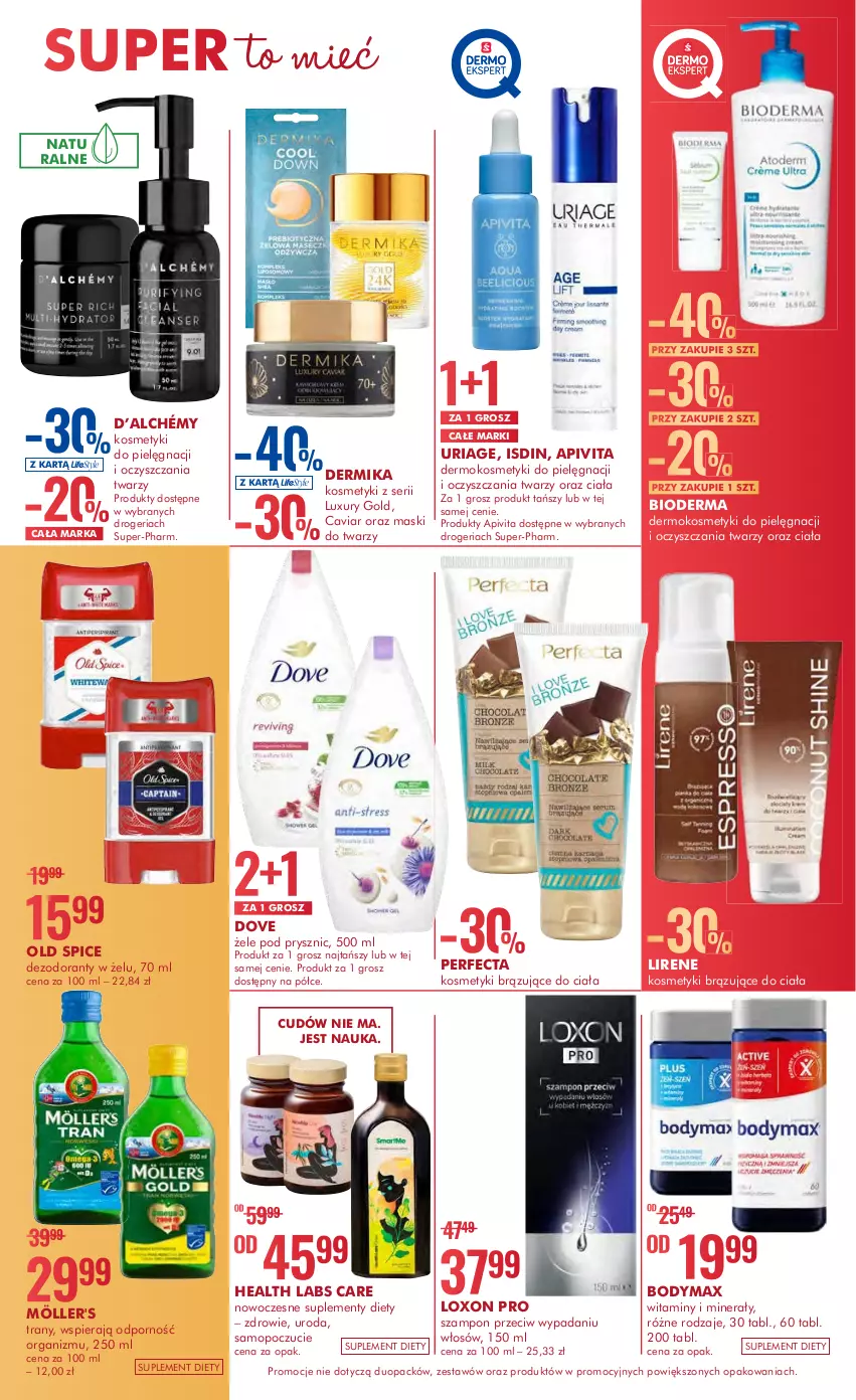 Gazetka promocyjna Super Pharm - Gazetka - ważna 13.12 do 26.12.2022 - strona 3 - produkty: Bioderma, Body, Bodymax, Dermika, Dezodorant, Dove, Lirene, Mop, Old Spice, Perfecta, Por, Ser, Szampon, Tran, Zdrowie