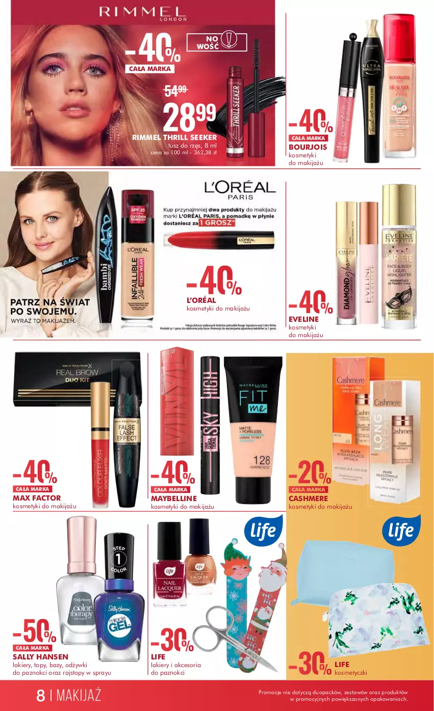 Gazetka promocyjna Super Pharm - Gazetka - ważna 13.12 do 26.12.2022 - strona 8 - produkty: Bell, Bourjois, Eveline, Fa, L’Oréal, Lakier, Makijaż, Max Factor, Maybelline, Rajstopy, Sally Hansen, Top, Tusz