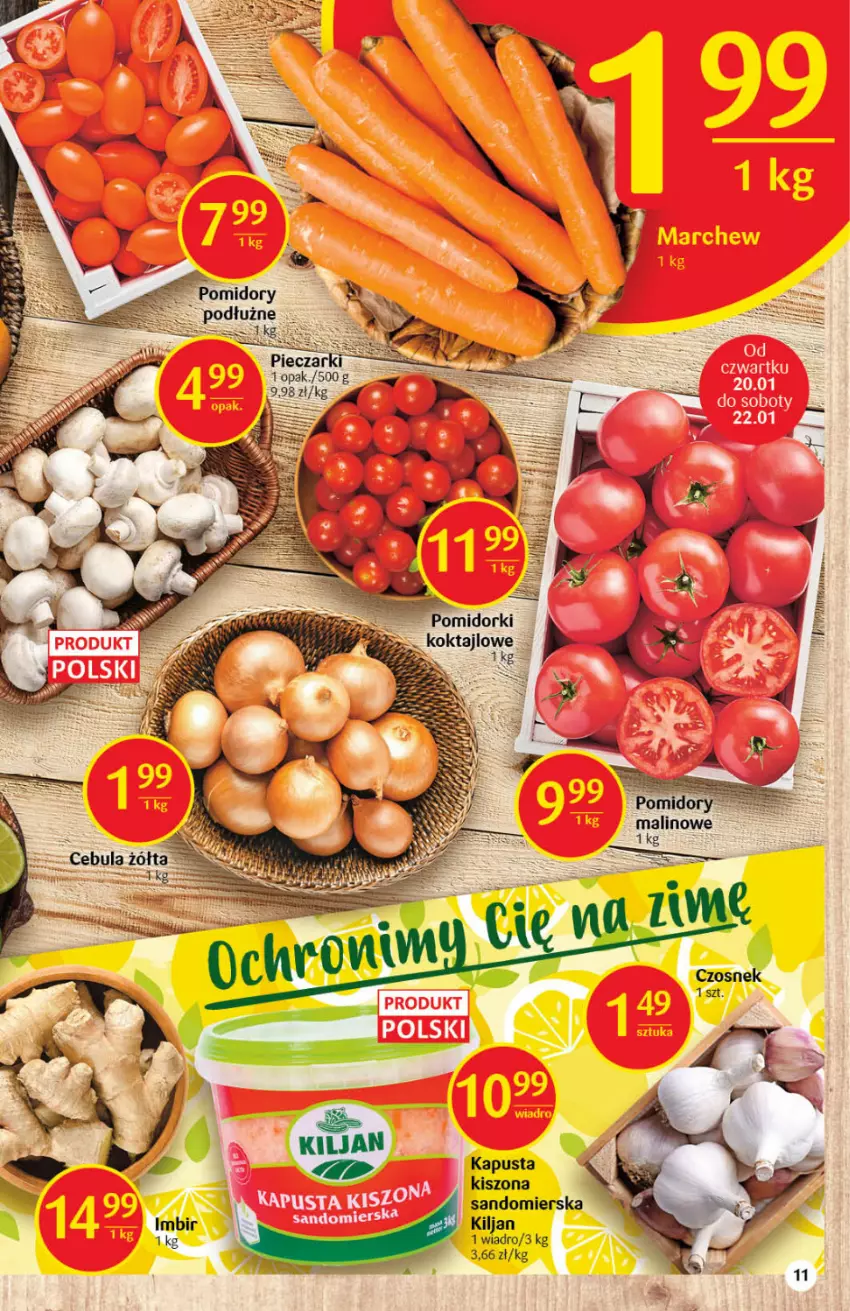 Gazetka promocyjna Delikatesy Centrum - Gazetka DC03 - ważna 20.01 do 26.01.2022 - strona 11 - produkty: Cebula, Czosnek, Pomidorki, Pomidory, Wiadro