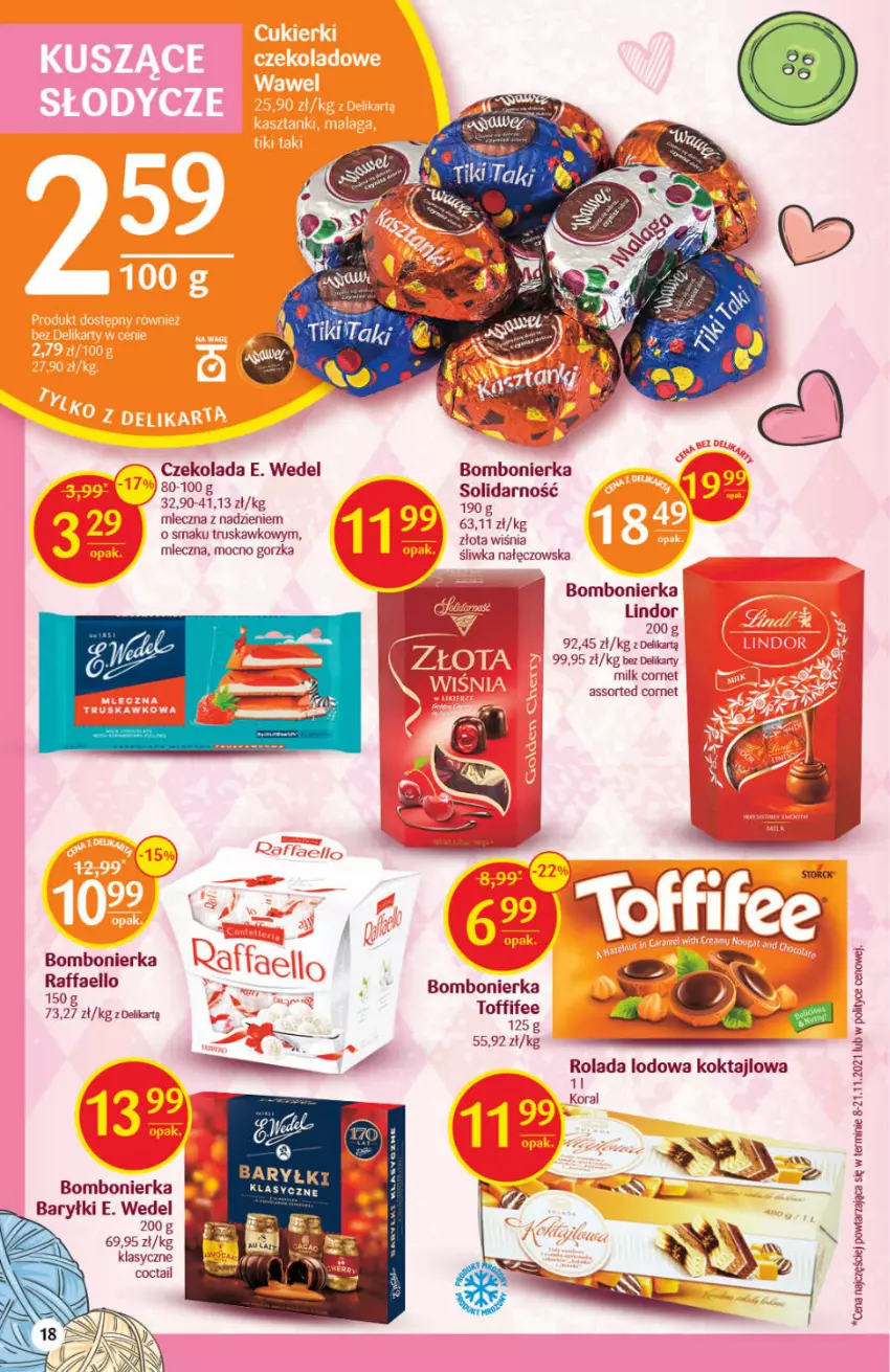 Gazetka promocyjna Delikatesy Centrum - Gazetka DC03 - ważna 20.01 do 26.01.2022 - strona 18 - produkty: Baryłki, Czekolada, E. Wedel, Lindor, Rolada