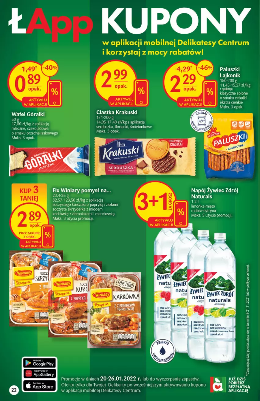 Gazetka promocyjna Delikatesy Centrum - Gazetka DC03 - ważna 20.01 do 26.01.2022 - strona 22 - produkty: Góralki, Kurczak, Lajkonik, Limonka, Mięta, Mobil, Napój, Rum, Ser, Stek, Tera, Winiary