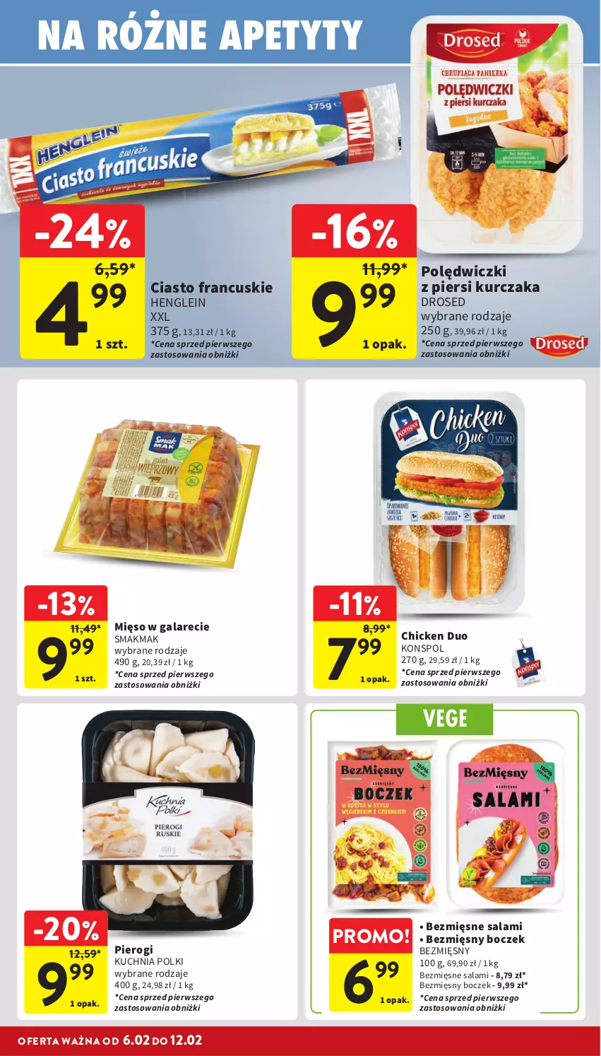 Gazetka promocyjna Intermarche - Gazetka Intermarche - ważna 06.02 do 12.02.2025 - strona 20 - produkty: Boczek, Ciasto francuskie, Gala, Kuchnia, Kurczak, Mięso, Mięso w galarecie, Pierogi, Salami