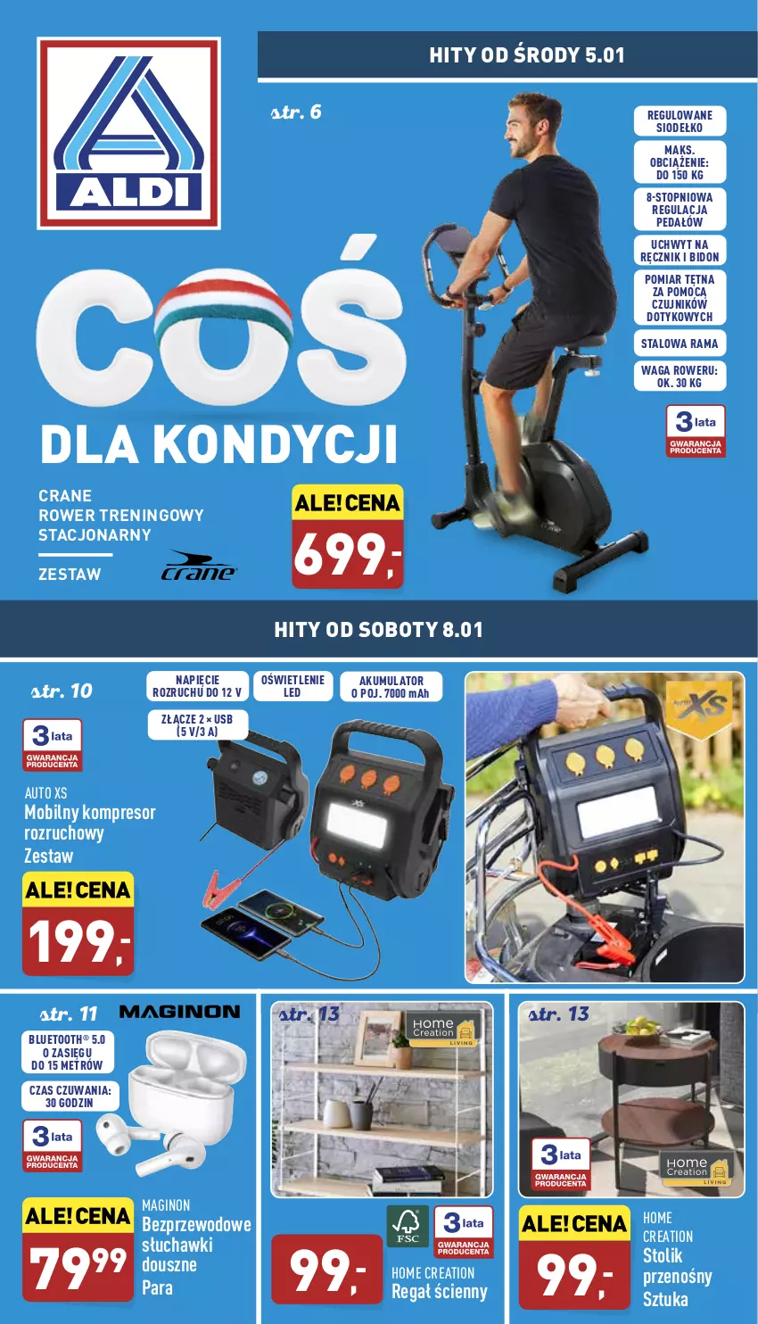 Gazetka promocyjna Aldi - Katalog Moda i Dom - ważna 05.01 do 08.01.2022 - strona 1 - produkty: Akumulator, Gin, Kompresor, Mobil, Rama, Ręcznik, Regał, Rower, Słuchawki, Stolik, Top, Waga