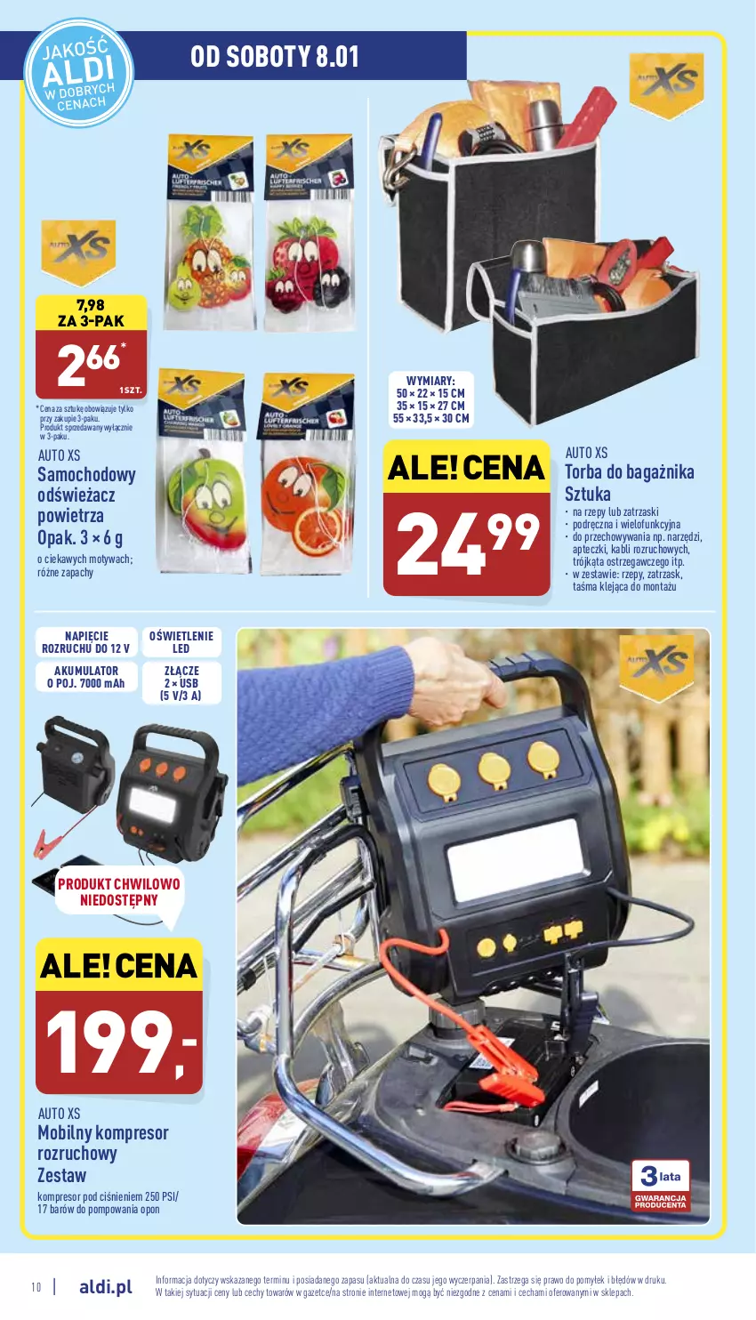 Gazetka promocyjna Aldi - Katalog Moda i Dom - ważna 05.01 do 08.01.2022 - strona 10 - produkty: Akumulator, Klej, Kompresor, Mobil, O Bag, Odświeżacz powietrza, Torba