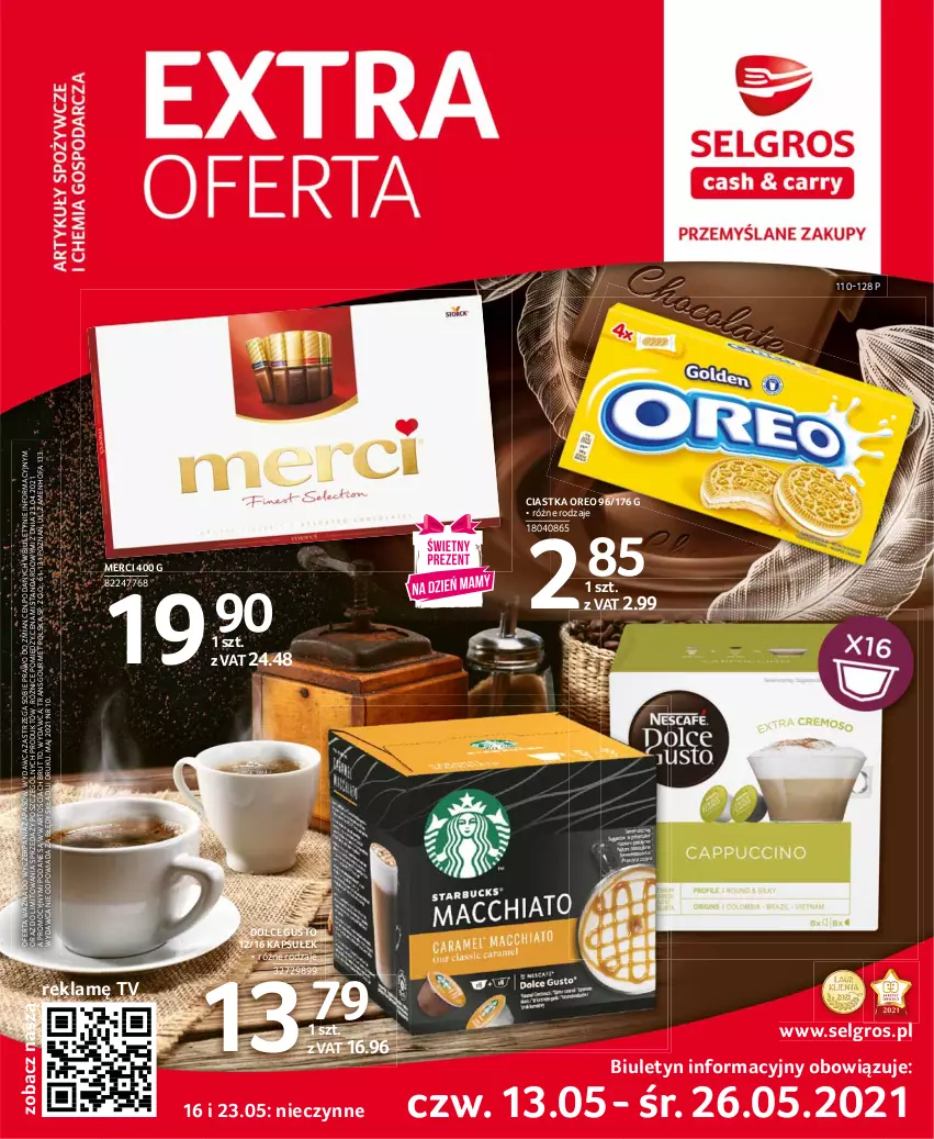 Gazetka promocyjna Selgros - Extra Oferta - ważna 01.05 do 31.05.2021 - strona 1 - produkty: Ciastka, Dolce Gusto, Fa, LG, Merci, Oreo, Tran