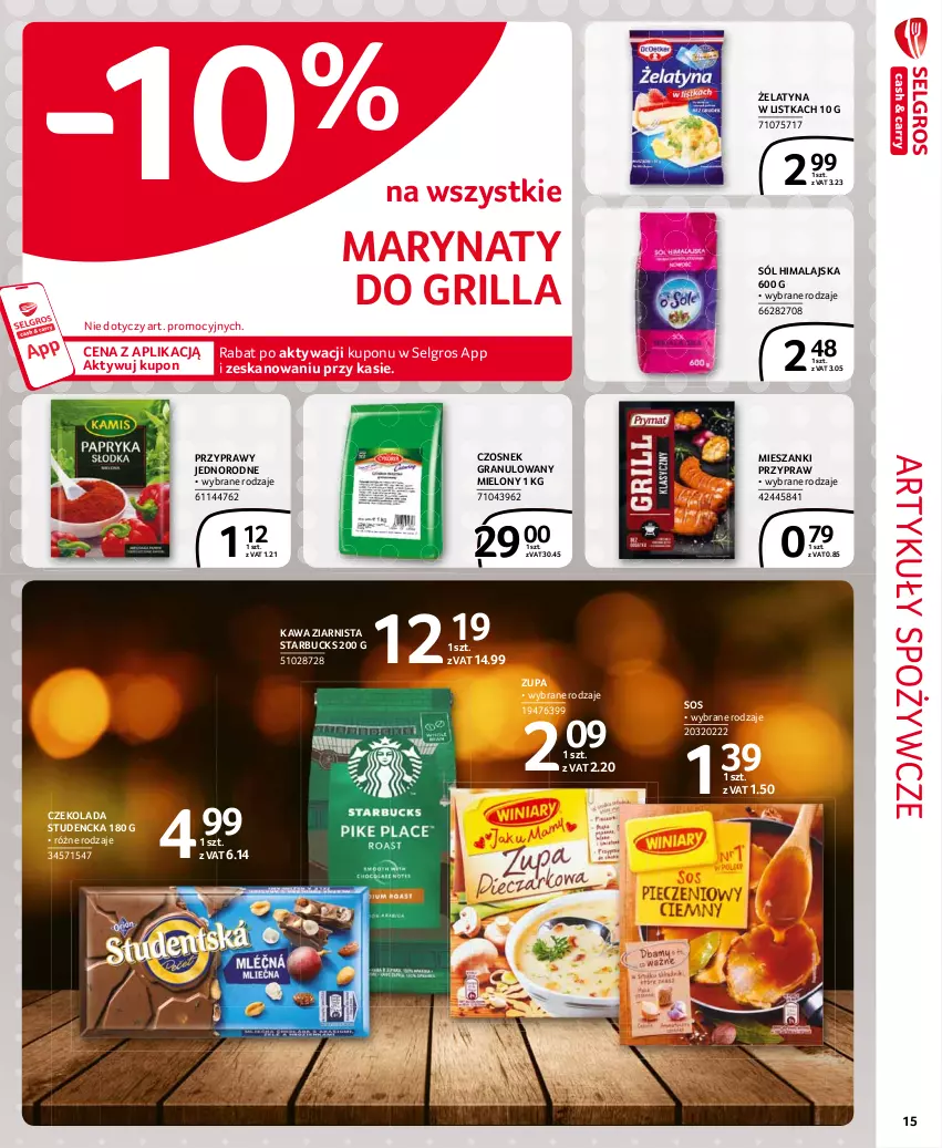 Gazetka promocyjna Selgros - Extra Oferta - ważna 01.05 do 31.05.2021 - strona 15 - produkty: Artykuły spożywcze, Czekolada, Czosnek, Czosnek granulowany, Gra, Grill, Kawa, Kawa ziarnista, LG, Przyprawy, Sól, Sól himalajska, Sos, Zupa