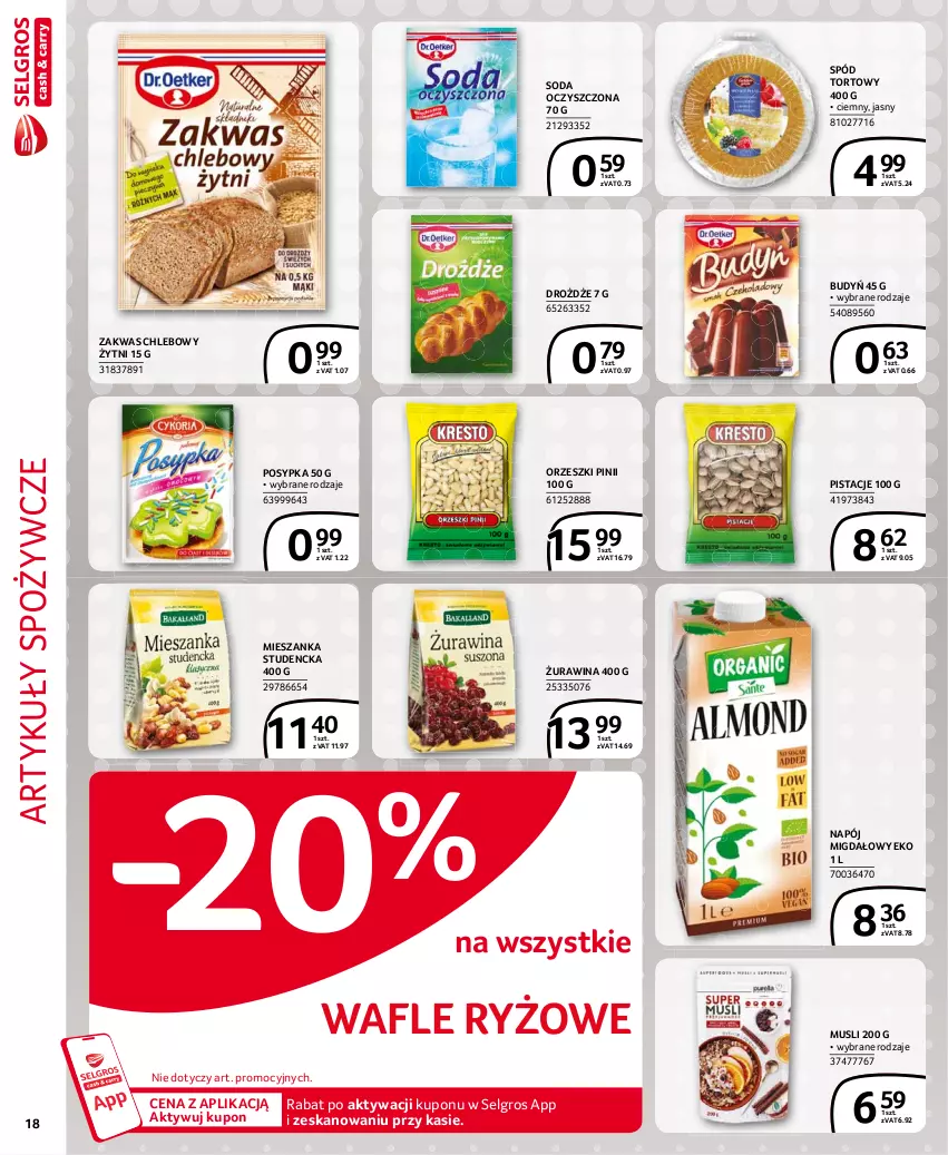 Gazetka promocyjna Selgros - Extra Oferta - ważna 01.05 do 31.05.2021 - strona 18 - produkty: Artykuły spożywcze, Budyń, Chleb, Drożdże, LG, Mieszanka studencka, Mus, Napój, Orzeszki, Pistacje, Ryż, Soda oczyszczona, Wafle