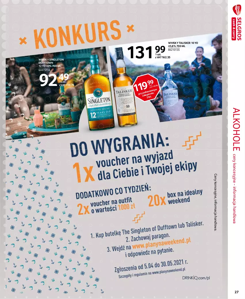 Gazetka promocyjna Selgros - Extra Oferta - ważna 01.05 do 31.05.2021 - strona 27 - produkty: Alkohole, Whisky