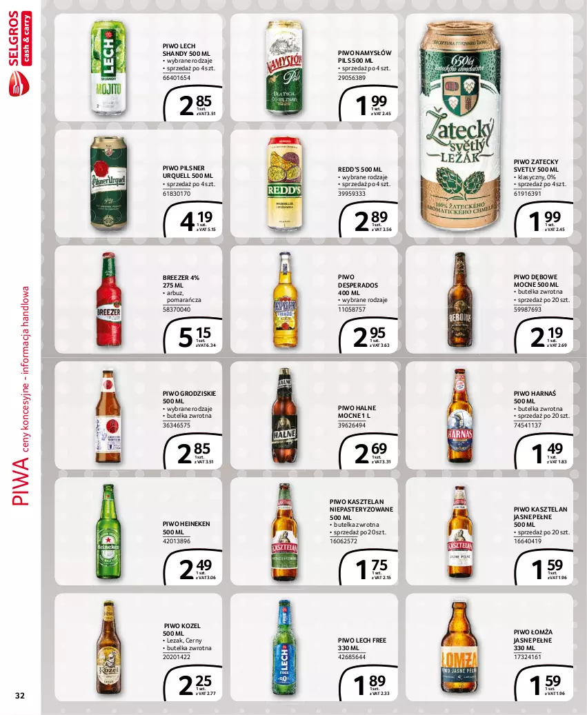 Gazetka promocyjna Selgros - Extra Oferta - ważna 01.05 do 31.05.2021 - strona 32 - produkty: Arbuz, Desperados, Harnaś, Heineken, Kasztelan, Kozel, Namysłów, Pilsner Urquell, Piwa, Piwo