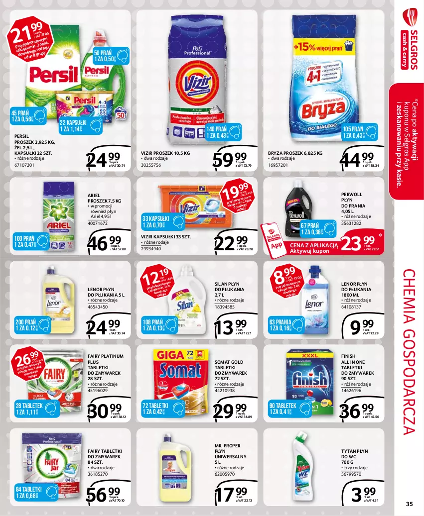 Gazetka promocyjna Selgros - Extra Oferta - ważna 01.05 do 31.05.2021 - strona 35 - produkty: Ariel, Bryza, Fa, Fairy, Finish, Lenor, LG, Mr. Proper, Persil, Perwoll, Płyn do płukania, Płyn do prania, Płyn do wc, Silan, Somat, Somat gold, Tablet, Tytan, Vizir