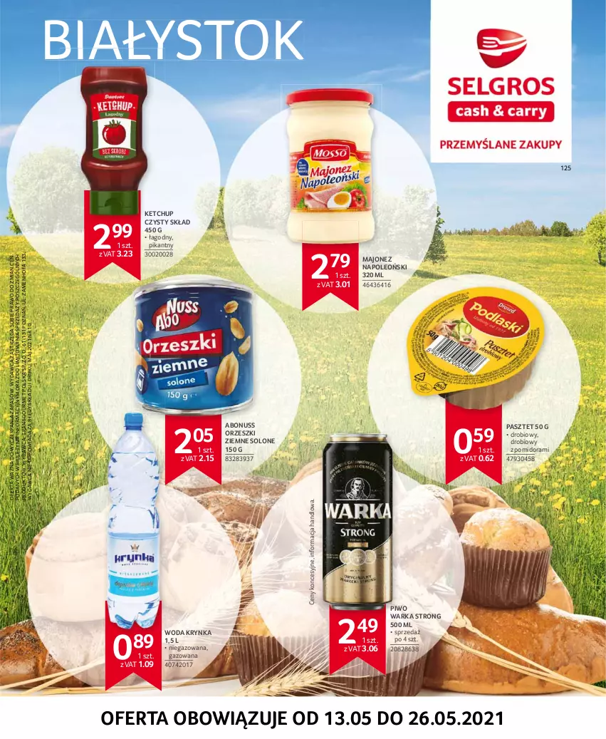 Gazetka promocyjna Selgros - Extra Oferta - ważna 01.05 do 31.05.2021 - strona 40 - produkty: Fa, Ketchup, Majonez, Oleo, Orzeszki, Orzeszki ziemne, Pasztet, Piwo, Tran, Warka, Woda