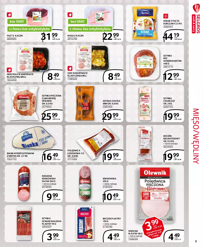 Gazetka promocyjna Selgros - Extra Oferta - ważna 01.05 do 31.05.2021 - strona 5 - produkty: Bianka, Boczek, Grill, Kebab, Kiełbasa, Kiełbasa krakowska, Kurczak, Mięso, Noga z kaczki, Piec, Polędwica, Ser, Sos, Szynka, Wędlina