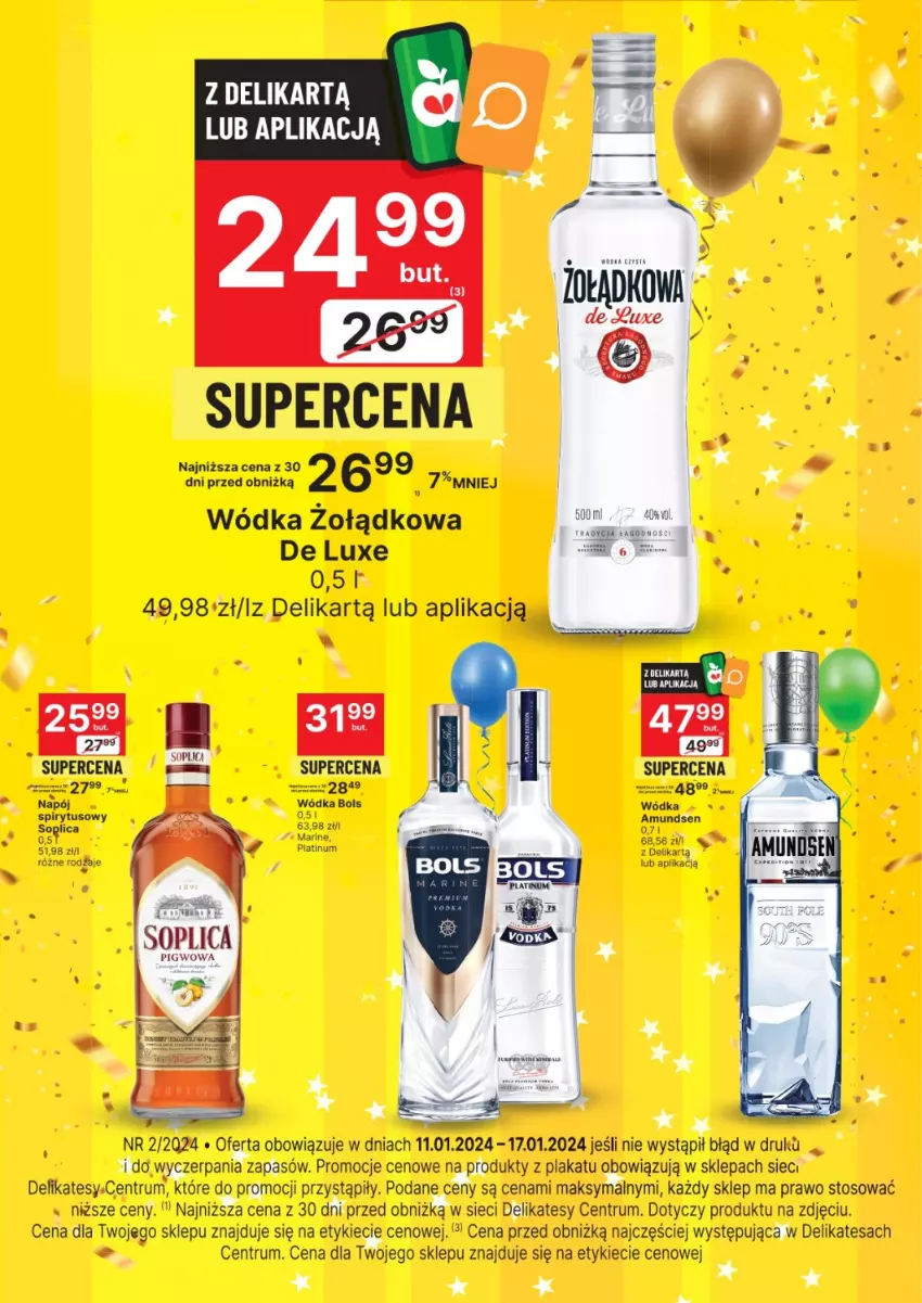 Gazetka promocyjna Delikatesy Centrum - Folder alkoholowy DC02 - ważna 11.01 do 17.01.2024 - strona 1 - produkty: Amundsen, Bols, Rum, Soplica, Wódka