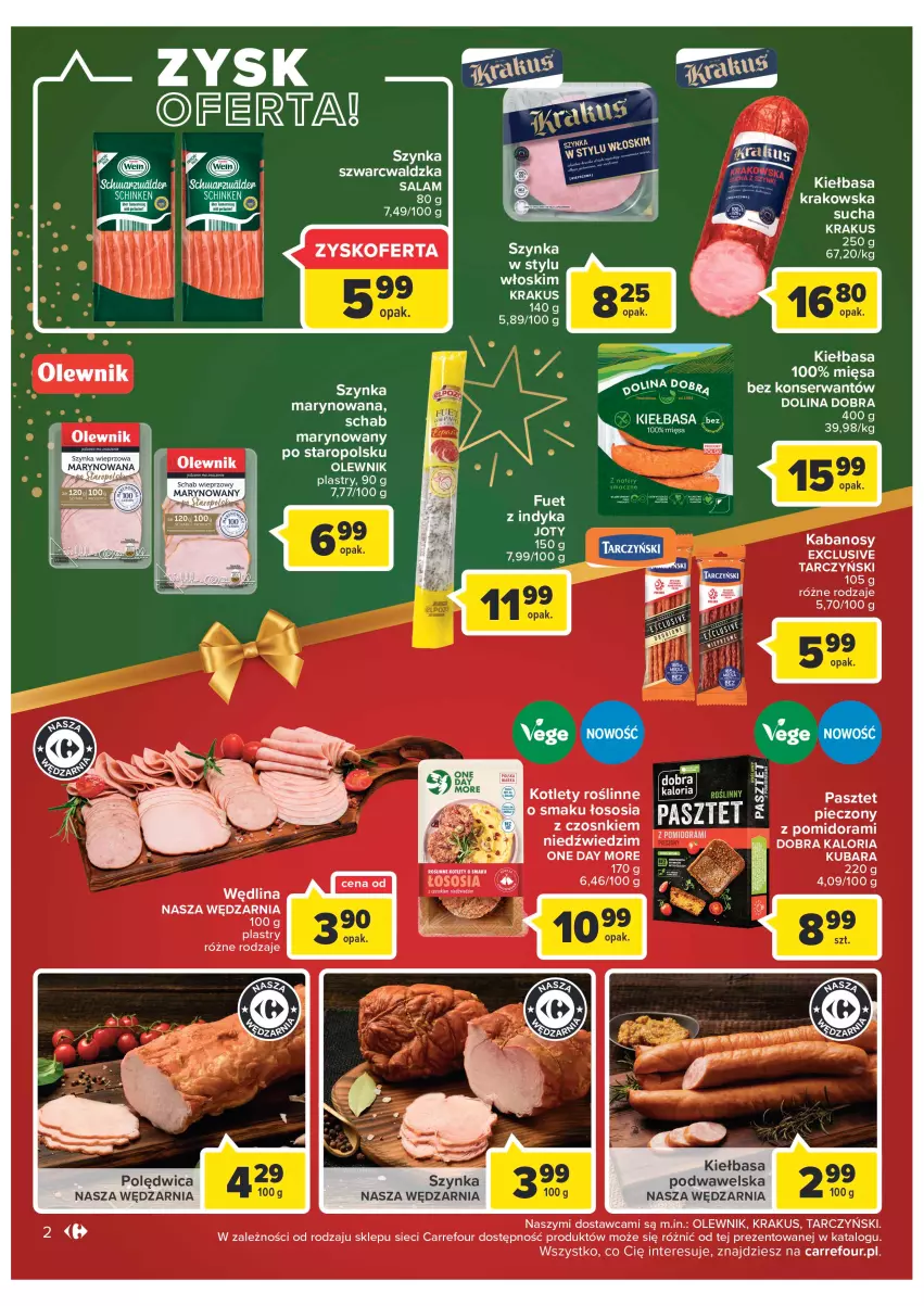 Gazetka promocyjna Carrefour - Gazetka Carrefour - ważna 19.12 do 24.12.2022 - strona 2 - produkty: Kabanos, Kiełbasa, Kiełbasa podwawelska, Kotlet, Krakus, LG, Olewnik, Pasztet, Piec, Polędwica, Ser, Sos, Szynka, Tarczyński, Wawel, Wędlina