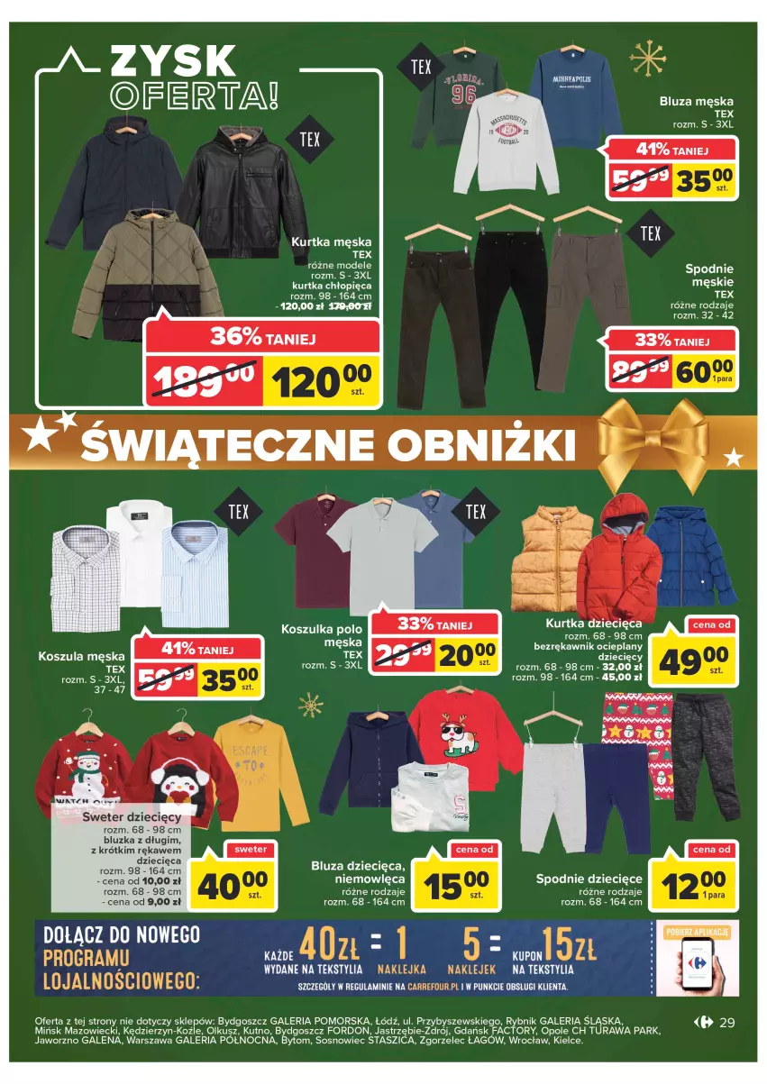 Gazetka promocyjna Carrefour - Gazetka Carrefour - ważna 19.12 do 24.12.2022 - strona 29 - produkty: Bluza, Dzieci, Fa, Kosz, Koszula, Koszulka, Kurtka, Kurtka dziecięca, Sos, Spodnie, Sweter