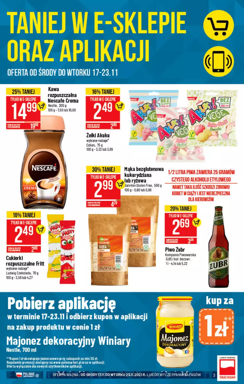 Gazetka promocyjna PoloMarket - Gazetka pomocyjna - ważna 17.11 do 23.11.2021 - strona 3 - produkty: Cukier, Cukierki, Czekolada, Gra, Kawa, Mąka, Piec, Piwa, Piwo, Ryż