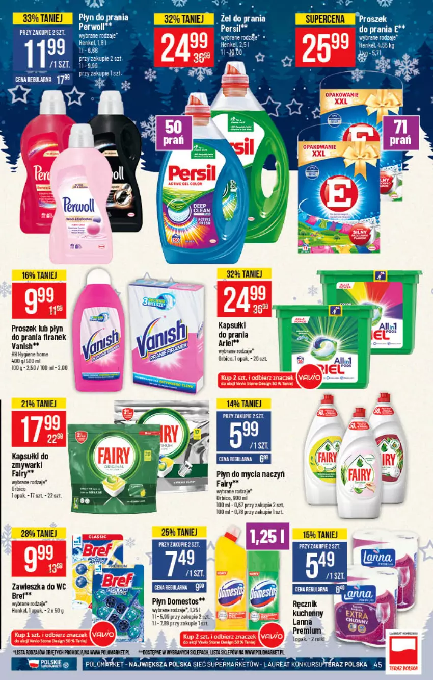 Gazetka promocyjna PoloMarket - Gazetka pomocyjna - ważna 17.11 do 23.11.2021 - strona 45 - produkty: BIC, Bref, Do mycia naczyń, Domestos, Fa, Kapsułki do prania, Płyn do mycia, Płyn do mycia naczyń, Ręcznik, Rolki, Vanish, Zmywarki