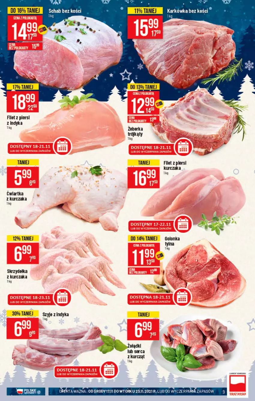 Gazetka promocyjna PoloMarket - Gazetka pomocyjna - ważna 17.11 do 23.11.2021 - strona 9 - produkty: Filet z piersi kurczaka, Kurczak, Schab bez kości, Ser