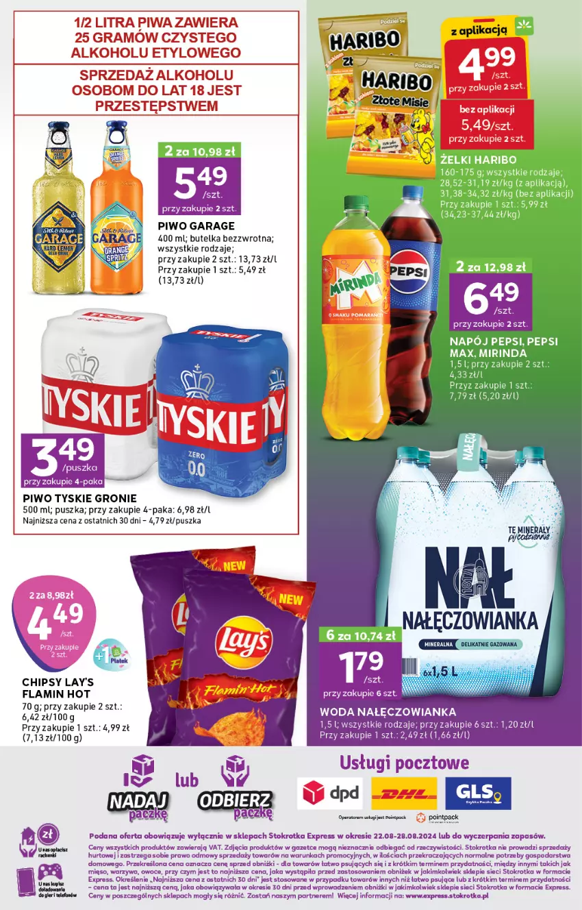 Gazetka promocyjna Stokrotka - Stokrotka Express - ważna 22.08 do 28.08.2024 - strona 3 - produkty: Chipsy, Fa, Gra, Nałęczowianka, Olej, Owoce, Piwa, Piwo, Tyskie, Warzywa, Woda