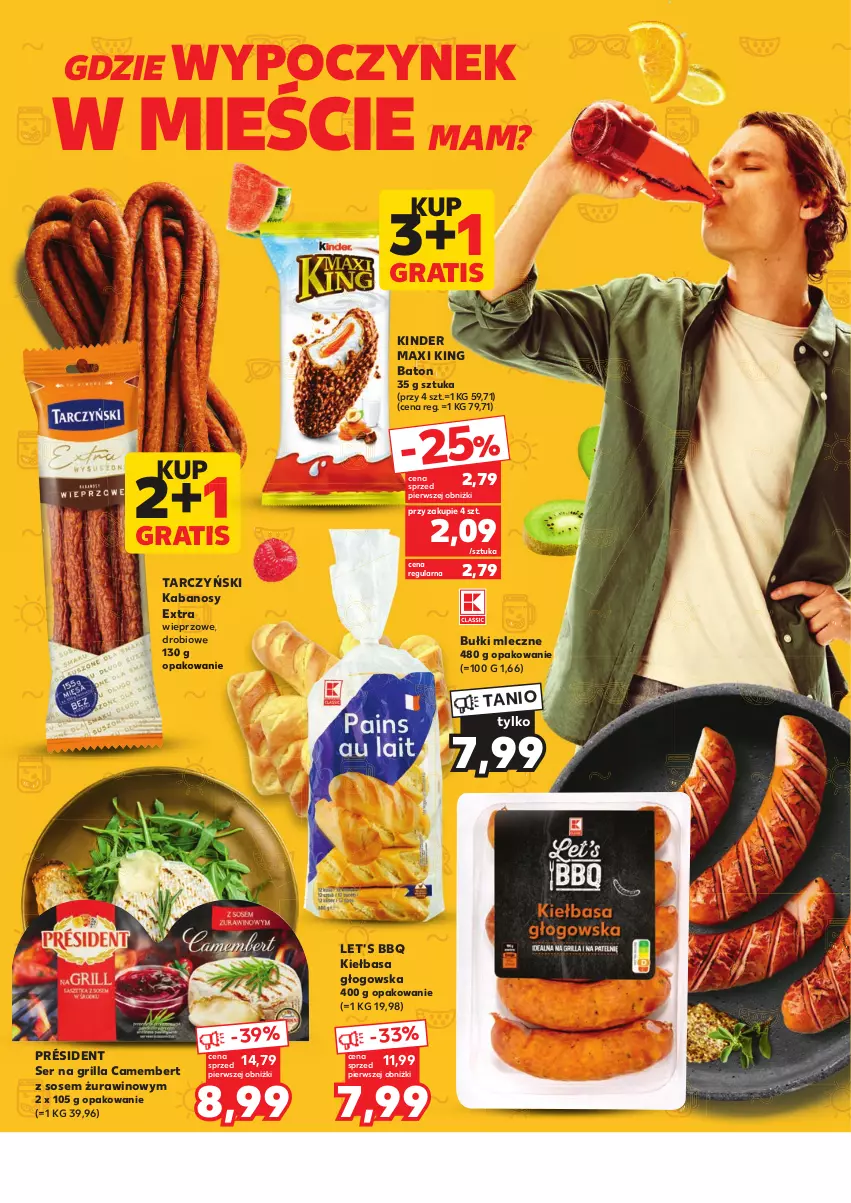 Gazetka promocyjna Kaufland - Kaufland - ważna 27.07 do 09.08.2023 - strona 2 - produkty: Baton, Camembert, Gra, Grill, Kabanos, Kiełbasa, Kiełbasa głogowska, Kinder, Président, Ser, Sos, Tarczyński, Wino