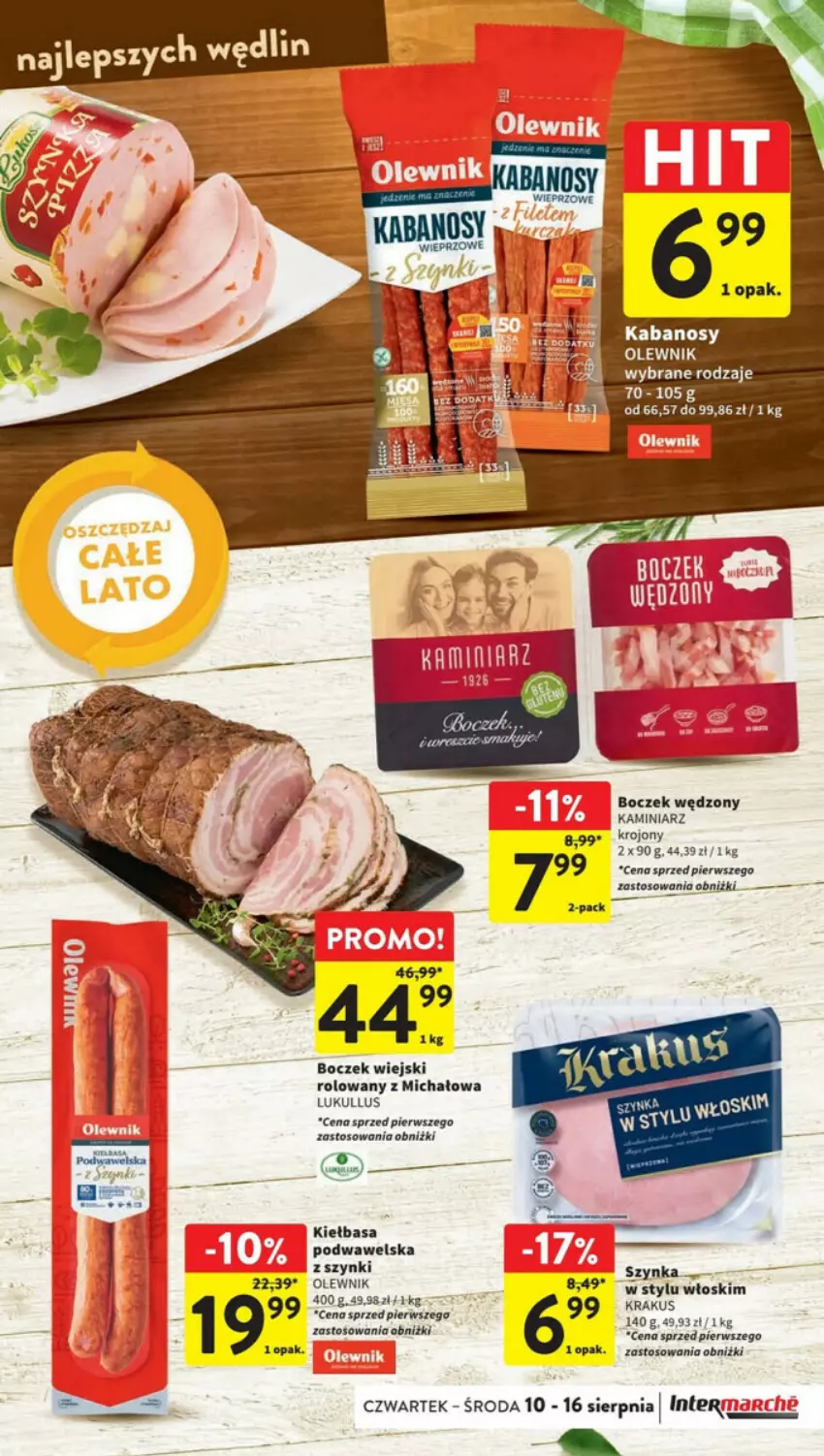 Gazetka promocyjna Intermarche - ważna 10.08 do 16.08.2023 - strona 11 - produkty: Boczek, Kabanos, Kiełbasa, Kiełbasa podwawelska, Krakus, Olewnik, Szynka, Wawel